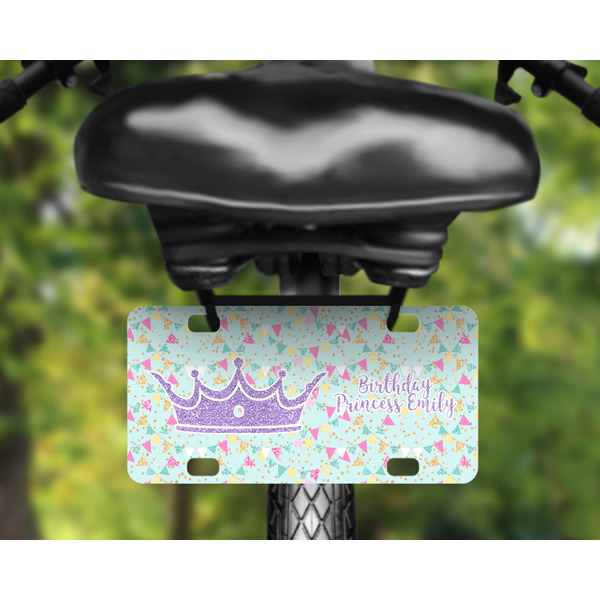 Birthday Princess Mini License Plate on Bicycle