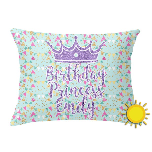 Custom Birthday Princess Outdoor Throw Pillow (Rectangular) (Personalized)