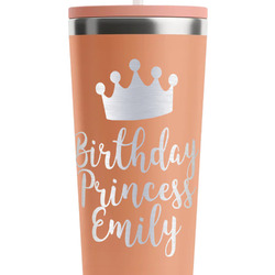 Birthday Princess RTIC Everyday Tumbler with Straw - 28oz - Peach - Double-Sided (Personalized)