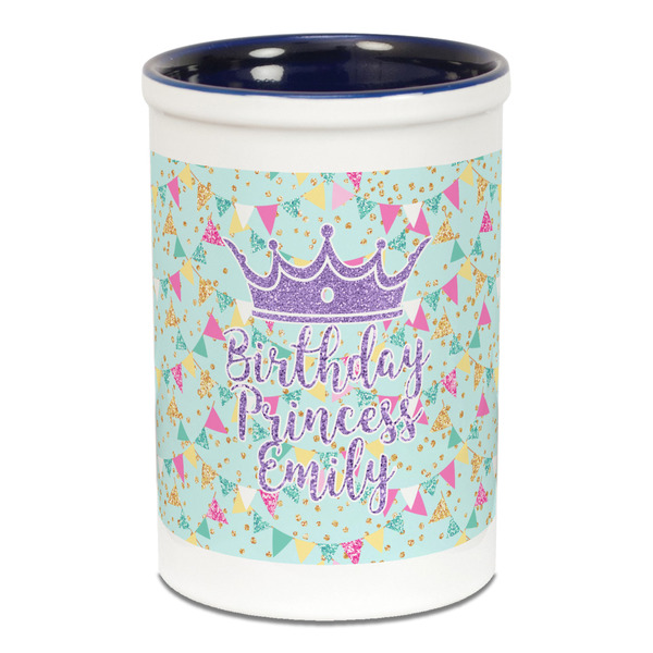Custom Birthday Princess Ceramic Pencil Holders - Blue