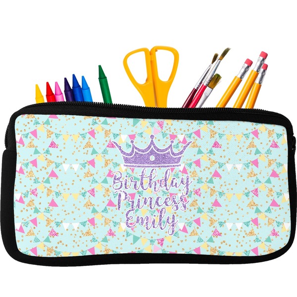Custom Birthday Princess Neoprene Pencil Case - Small w/ Name or Text