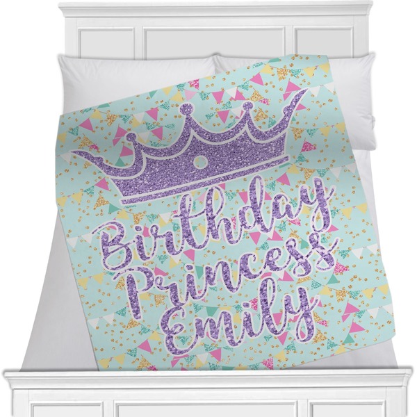 Custom Birthday Princess Minky Blanket - Toddler / Throw - 60"x50" - Single Sided (Personalized)