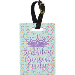 Birthday Princess Plastic Luggage Tag - Rectangular w/ Name or Text