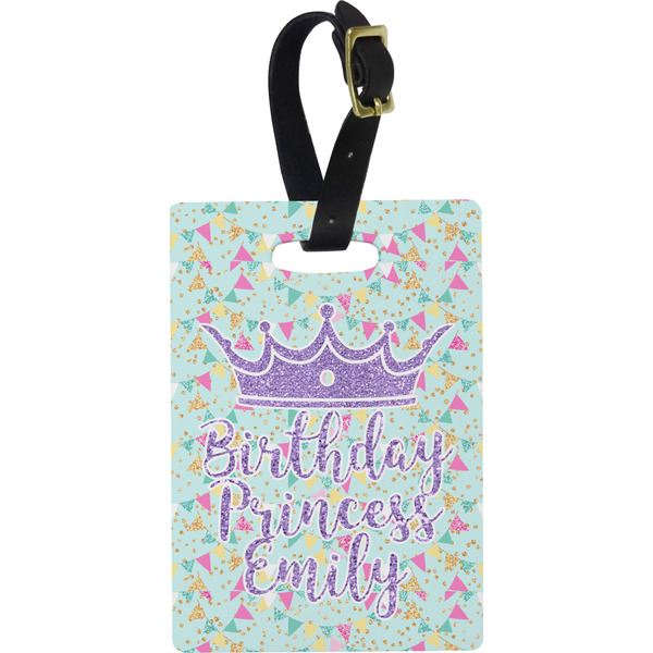 Custom Birthday Princess Plastic Luggage Tag - Rectangular w/ Name or Text