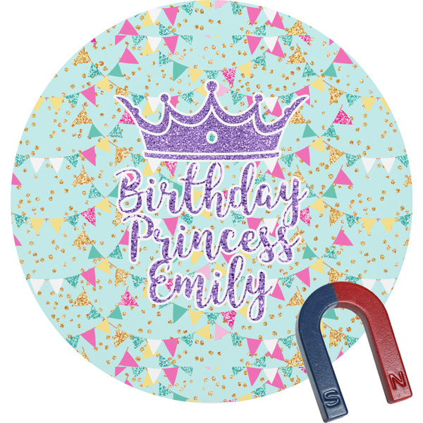 Custom Birthday Princess Round Fridge Magnet (Personalized)