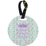 Birthday Princess Plastic Luggage Tag - Round (Personalized)