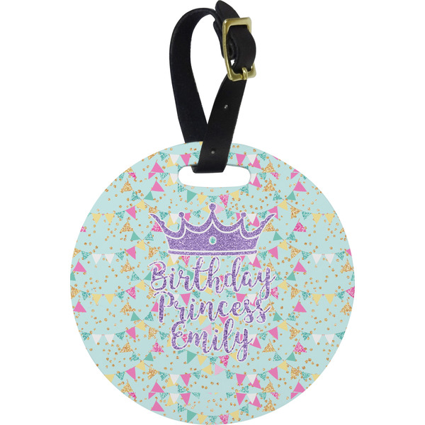 Custom Birthday Princess Plastic Luggage Tag - Round (Personalized)