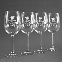 Birthday Princess Wine Glasses (Set of 4) (Personalized)