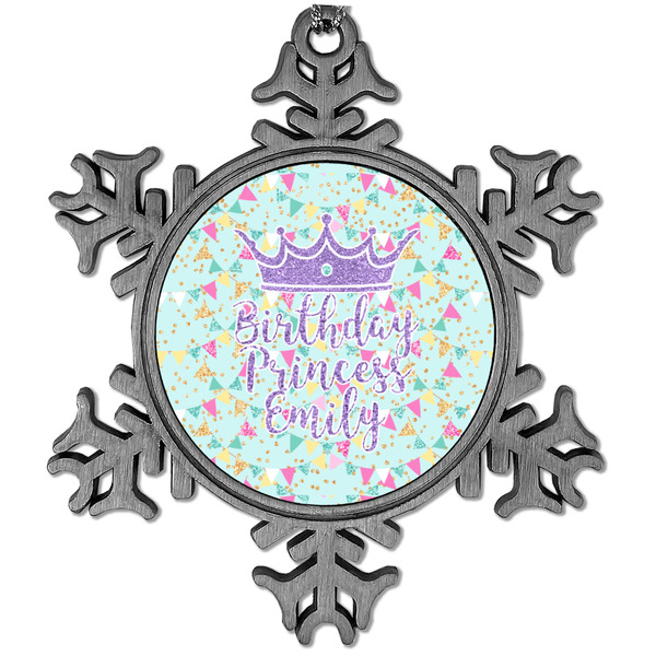 Custom Birthday Princess Vintage Snowflake Ornament (Personalized)