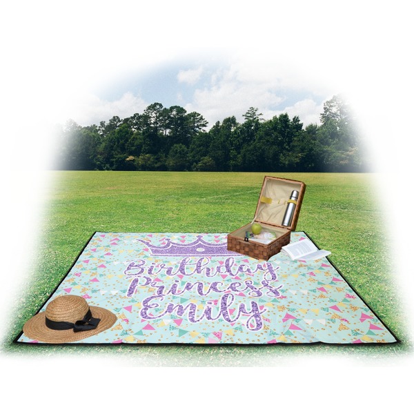 Birthday Princess Picnic Blanket - with Basket Hat and Book - in Use