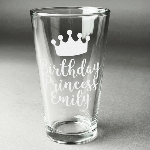 Custom Birthday Princess Pint Glass - Engraved (Single) (Personalized)