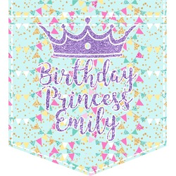 Birthday Princess Iron On Faux Pocket (Personalized)