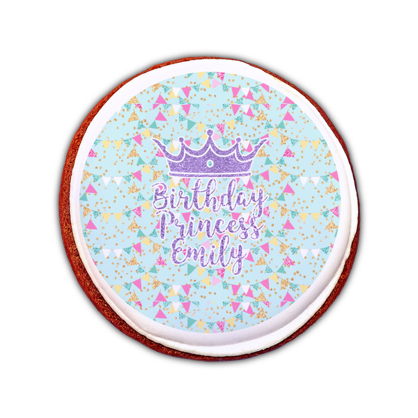 Birthday Princess Printed Icing Circle - Small - On Cookie
