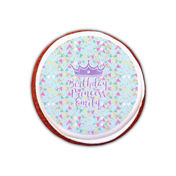 Birthday Princess Printed Icing Circle - XSmall - On Cookie