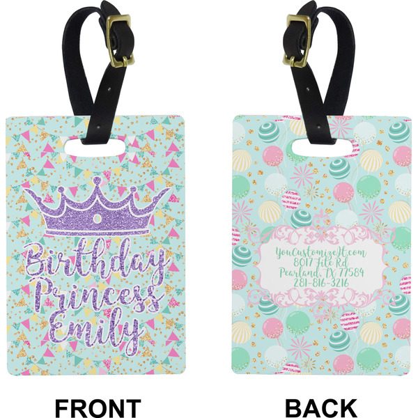 Birthday Princess Rectangle Luggage Tag (Front + Back)