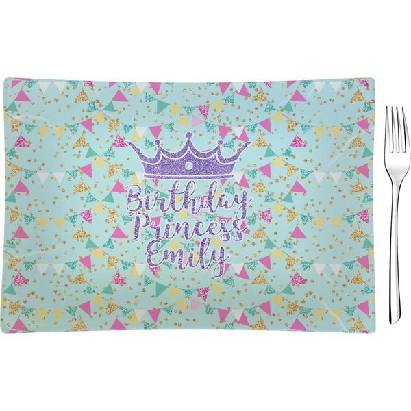 Custom Birthday Princess Rectangular Glass Appetizer / Dessert Plate - Single or Set (Personalized)