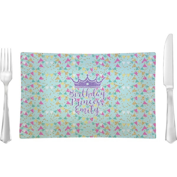 Custom Birthday Princess Rectangular Glass Lunch / Dinner Plate - Single or Set (Personalized)