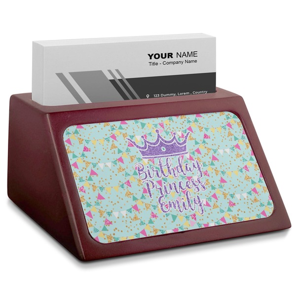 Custom Birthday Princess Red Mahogany Business Card Holder (Personalized)