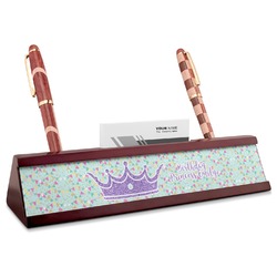 Birthday Princess Red Mahogany Nameplate with Business Card Holder (Personalized)