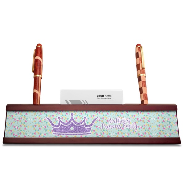 Birthday Princess Red Mahogany Nameplates with Business Card Holder - Straight