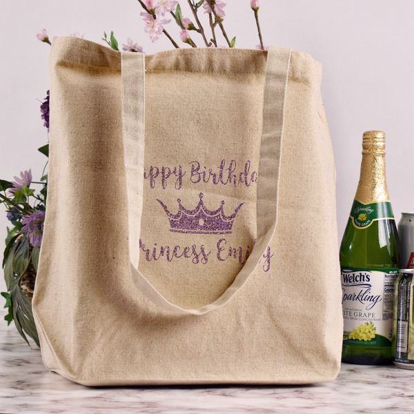 Birthday Princess Reusable Cotton Grocery Bag - In Context