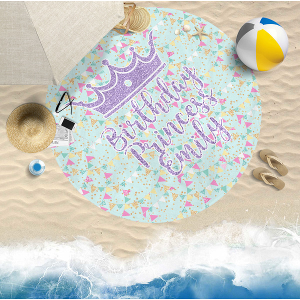 Birthday Princess Round Beach Towel Lifestyle