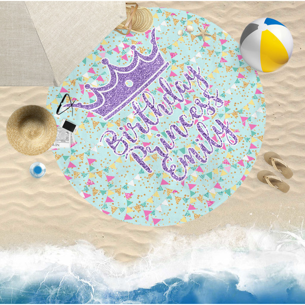 Birthday Princess Round Beach Towel Lifestyle