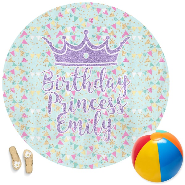 Custom Birthday Princess Round Beach Towel (Personalized)