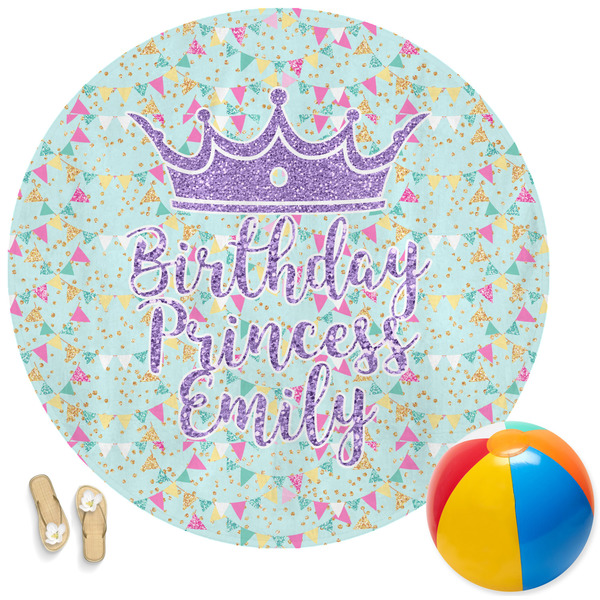 Custom Birthday Princess Round Beach Towel (Personalized)