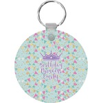 Birthday Princess Round Plastic Keychain (Personalized)