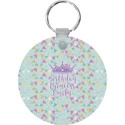 Birthday Princess Round Plastic Keychain (Personalized)