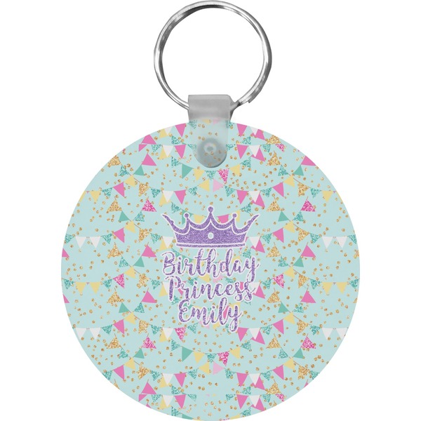 Custom Birthday Princess Round Plastic Keychain (Personalized)