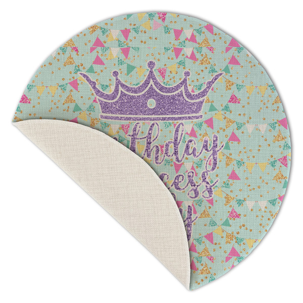 Birthday Princess Round Linen Placemats - Front (folded corner single sided)