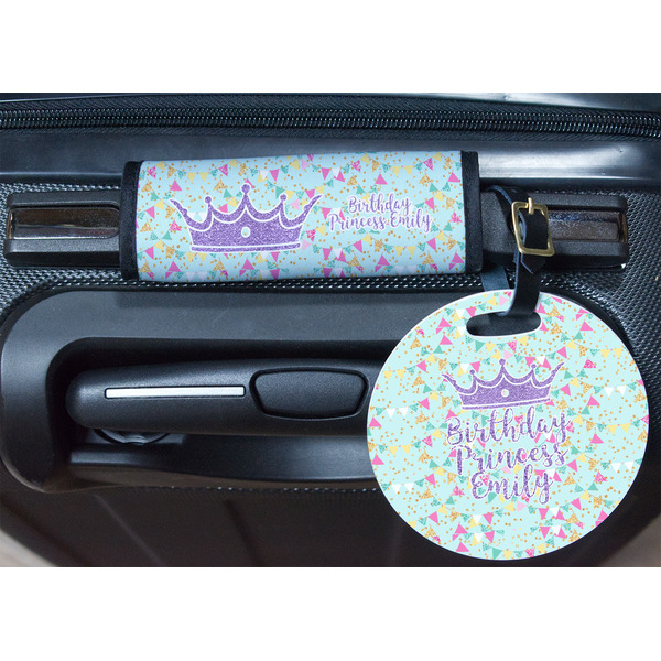 Birthday Princess Round Luggage Tag & Handle Wrap - In Context
