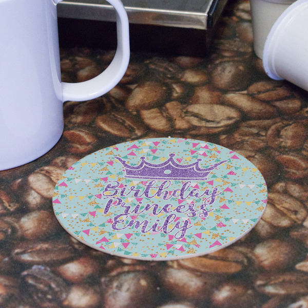 Birthday Princess Round Paper Coaster - Front