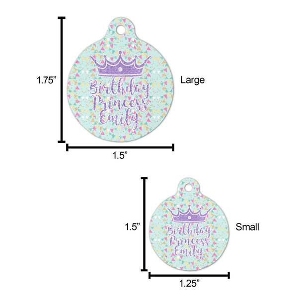 Birthday Princess Round Pet ID Tag - Large - Comparison Scale