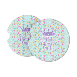 Birthday Princess Sandstone Car Coasters - Set of 2 (Personalized)