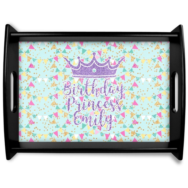 Custom Birthday Princess Black Wooden Tray - Large (Personalized)