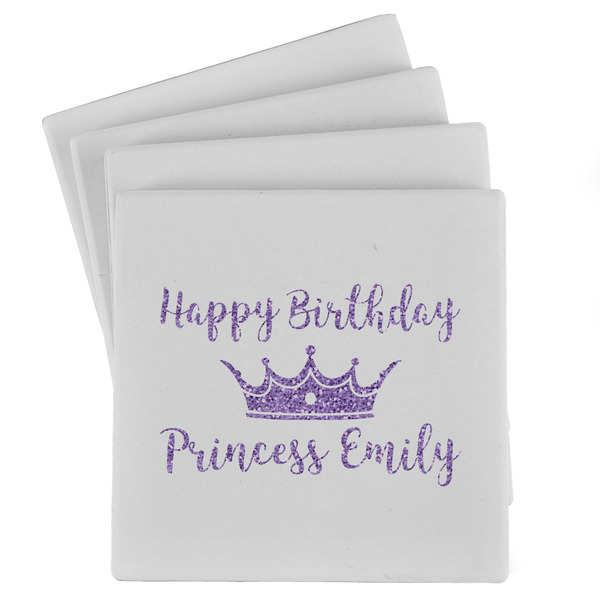 Custom Birthday Princess Absorbent Stone Coasters - Set of 4 (Personalized)