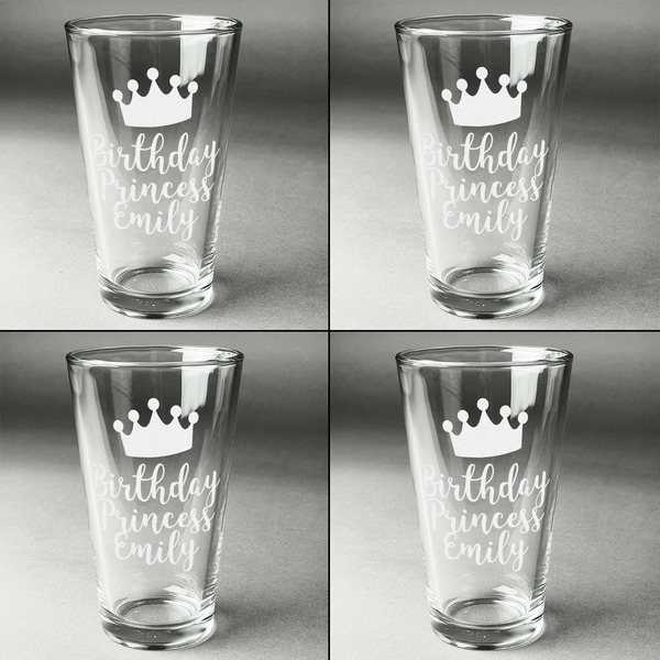 Birthday Princess Set of Four Engraved Beer Glasses - Individual View