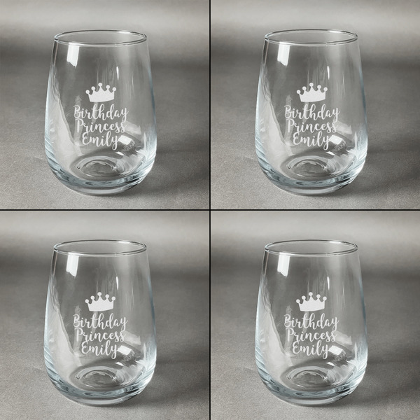 Birthday Quotes and Sayings Set of Four Personalized Stemless Wineglasses (Approval)