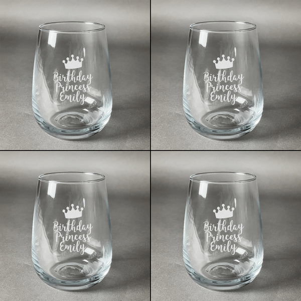 Birthday Quotes and Sayings Set of Four Personalized Stemless Wineglasses (Approval)