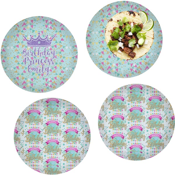 Custom Birthday Princess Set of 4 Glass Lunch / Dinner Plate 10" (Personalized)