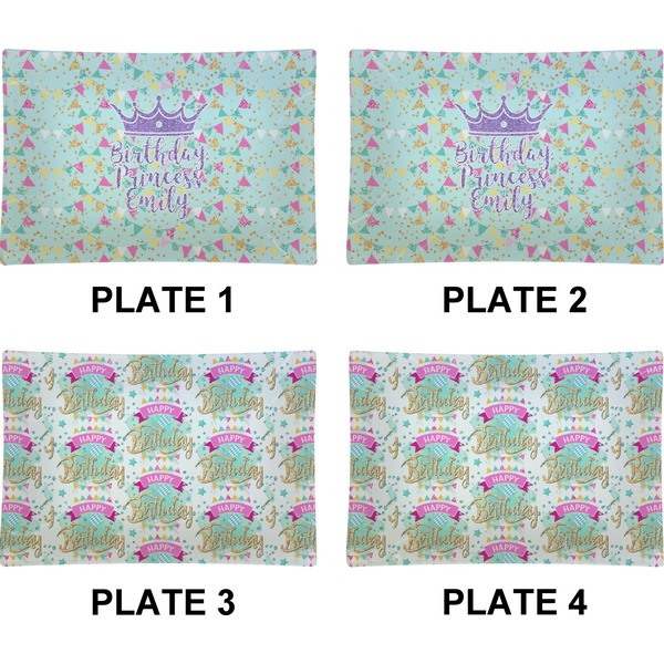 Birthday Princess Set of Rectangular Appetizer / Dessert Plates (Approval)