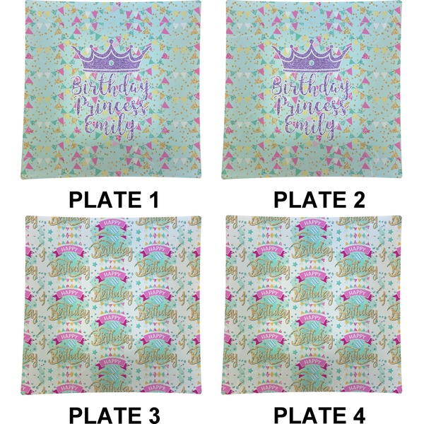 Birthday Princess Set of Square Dinner Plates (Approval)