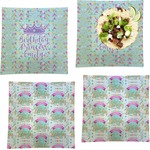 Birthday Princess Set of 4 Glass Square Lunch / Dinner Plate 9.5" (Personalized)