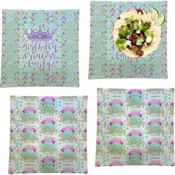Birthday Princess Set of 4 Glass Square Lunch / Dinner Plate 9.5" (Personalized)