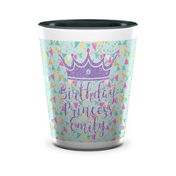 Birthday Princess Ceramic Shot Glass - 1.5 oz - Two Tone - Set of 4 (Personalized)