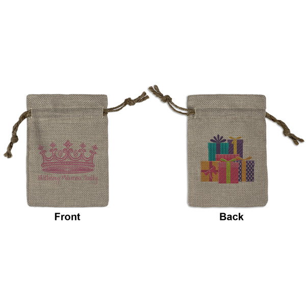 Custom Birthday Princess Small Burlap Gift Bag - Front & Back (Personalized)