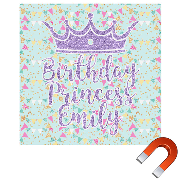 Custom Birthday Princess Square Car Magnet - 6" (Personalized)